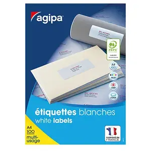 Comparateur de prix : 400 Étiquettes Blanches - A4 - 105X148,5Mm - Pose Express - Agipa 119014