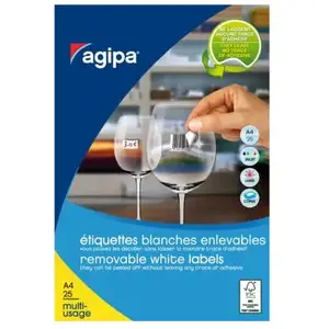 Apli Etiquettes blanches format 35.6x16.9mm coins arrondis enlevables par 1600 pas cher