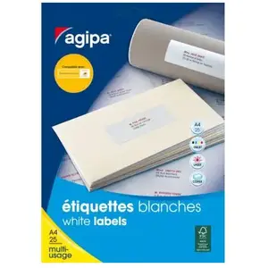 Comparateur de prix : APLI-Agipa - Adhésif permanent - blanc - 99.1 x 33.9 mm 400 étiquette(...