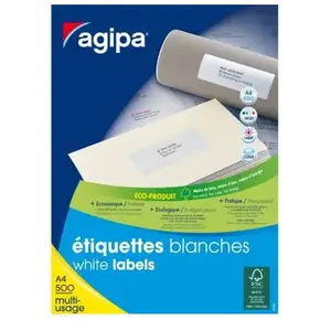 Comparateur de prix : Agipa Boîte de 12000 étiquettes blanches pour imprimante jet d'encre/ laser/copieur 70X35