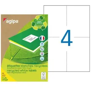 Comparateur de prix : agipa Etiquette multi-usage, recyclé, 105 x 148,5 mm, blanc