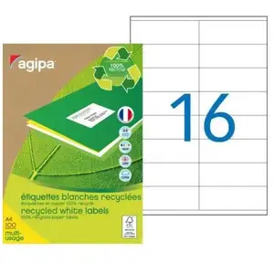 Comparateur de prix : Agipa boite de 1600 étiquettes blanches pour imprimante jet dencre las...