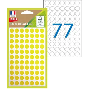 Comparateur de prix : Pastilles adhésives recyclées Apli - diam.8 mm Jaune - Pochette de 464