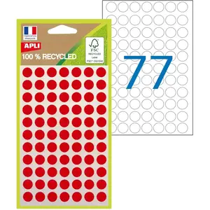 Pastilles adhésives recyclées Apli - diam.8 mm Rouge - Pochette de 463 pas cher