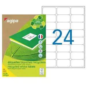 Comparateur de prix : Apli Etiquette adresse jet d'encre et laser recyclée 63,5 x 33,9 mm Agipa 102645 blanche - Boîte de 2400