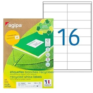 Etiquettes adresses recyclées blanches Apli - 99,1 x 33,9 mm - 100 feu... pas cher
