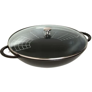 Staub - 1313923 - Wok avec couvercle en verre - Noir Mat - 37 cm pas cher