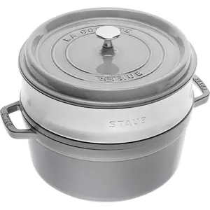 STAUB 405106050 - Cocotte ronde avec panier vapeur - Ø 26 cm - Gris gr... pas cher