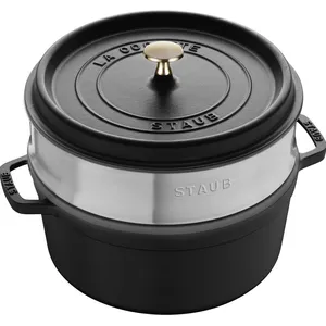 Staub STAUB Cocotte Ronde avec Panier Vapeur 26 cm Noir