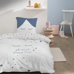 Matt & Rose Parure de lit enfant imprimée 100% coton, SWEET DREAMS 140x200 cm pas cher
