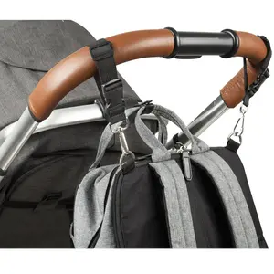Comparateur de prix : Tinéo 2 attaches poussette pour sac à langer Bébé Noir Polyester 15x3 cm
