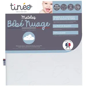 Matelas TINEO NUAGE - Déhoussable - 60x120x10 cm pas cher