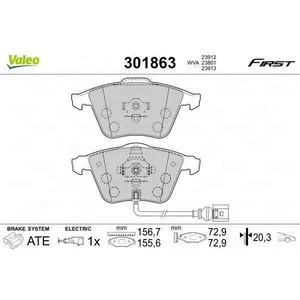 Plaquette de frein gamme first Skoda superb (3t4) - VALEO - 301863 pas cher