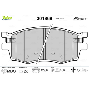 Plaquette de frein gamme first Hyundai i20 - VALEO - 301868 pas cher
