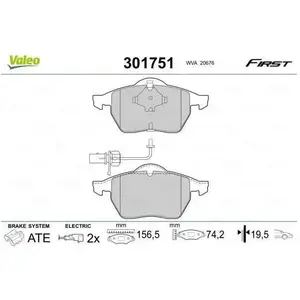 Plaquette de frein gamme first Skoda superb - VALEO - 301751 pas cher