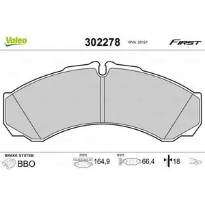 Jeu de 4 plaquettes de frein VALEO 302278 - Réf. 302278 pas cher