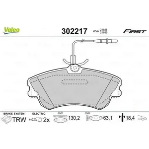 Plaquette de frein gamme first ren espace 11/96-10/02 - VALEO - 302217 pas cher