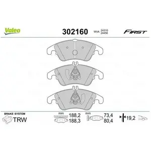 VALEO - Jeu de 4 plaquettes de frein 302160 - Réf. 302160 pas cher