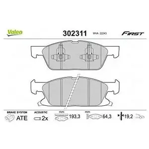 Plaquette de frein gamme first Ford galaxy 05.15> fr - VALEO - 302311 pas cher