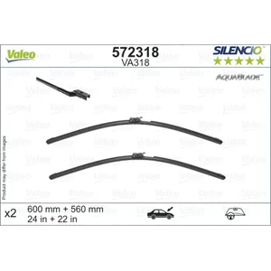 Comparateur de prix : Jeu de 2 balais d'essuie-glace VALEO 572318 - 600+560 mm - Réf. 572318