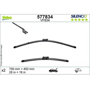 Balai d'essuie-glace VALEO Silencio 577834, 700/450mm, Avant, 2 Pièce pas cher