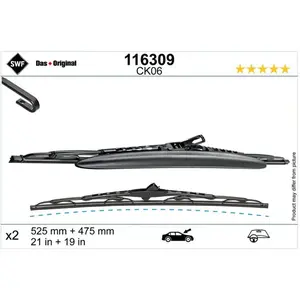 Valeo SWF Balai d'essuie-glace DAS ORIGINAL SET Avant 116309 pas cher