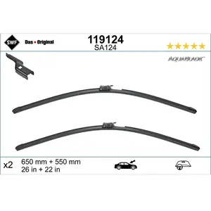 Comparateur de prix : Valeo Balai d'essuie-glace SWF AquaBlade 119124, 650/550mm, Avant, 2 Pièce
