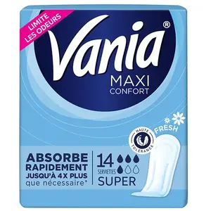 Comparateur de prix : Vania Maxi Confort Super Fresh Serviettes Hygiéniques 14 unités