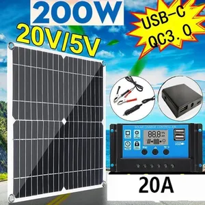 200W 12V Kit de Panneau Solaire Chargeur de Batterie + 20A Contrôleur ... pas cher