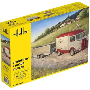 Heller Maquette camionnette et remorque : Citroen HY + Goods Trailer