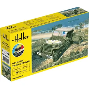 Comparateur de prix : Heller Maquette véhicule militaire : Kit : US 1/4 Ton Truck Trailer