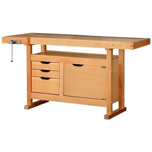 OUTIFRANCE Etabli bois 3 tiroirs 1 porte - H 0,82 x l 0,50 x L 1,50 m