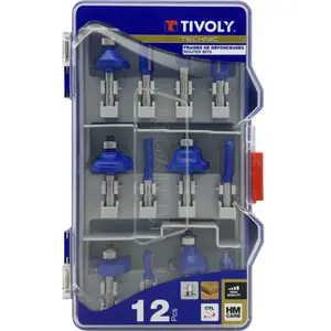 Comparateur de prix : Tivoly XT606470003 Fraises de défonceuse de formes assorties, Bleu, Set de 12 Pièces