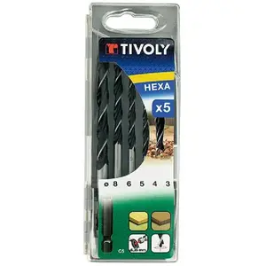 Comparateur de prix : Coffet de 5 forets héxagonal bois, Diam.3 à 8 mm TIVOLY TU