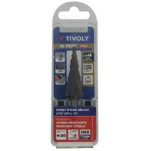 Comparateur de prix : TIVOLY Foret conique étagé HSS TiAlN goujures hélicoïdales d 20 (Blister )