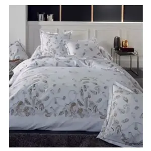Tradilinge Housse de couette plumes à imprimés plumes (140x200 cm - Blanc) pas cher