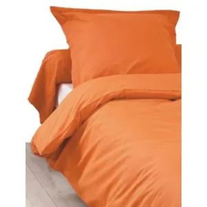 Tradilinge Housse de Couette Unie en 100 % Coton (240x220 cm - Orange corail) pas cher