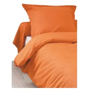 Tradilinge Housse de Couette Unie en 100 % Coton (260x240 cm - Orange corail) pas cher