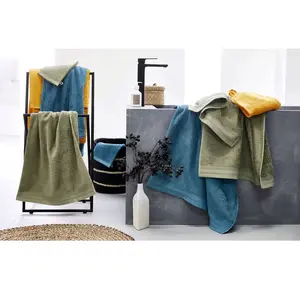 TRADILINGE Drap de bain uni et coloré coton turquoise 150x100 pas cher