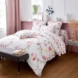 Taie de traversin percale Elisa rose TRADILINGE 86 x 200 cm Coton pas cher