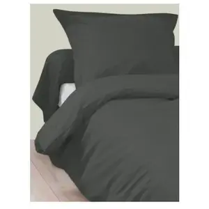 Tradilinge Housse de Couette Unie en 100 % Coton (240x220 cm - Gris anthracite) pas cher