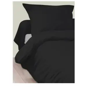 Tradilinge Housse de Couette Unie en 100 % Coton (260x240 cm - Noir) pas cher