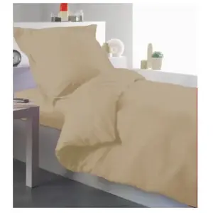 Tradilinge Housse de couette percale 140 x 200 cm unie (140x200 cm - Beige) pas cher