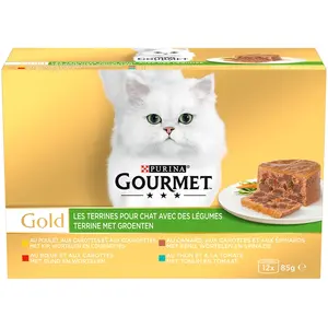 12x85g Gourmet Gold Les Terrines aux légumes - Pâtée pour chat pas cher
