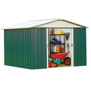 Trigano - Abri de jardin métal vert Yardmaster 6,44 m² + kit d'ancrage pas cher