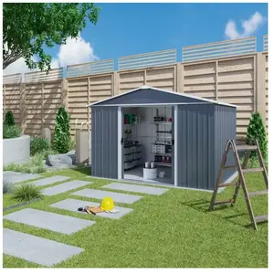 Yardmaster - Abri de jardin métal gris 6,44 m² + kit d'ancrage pas cher