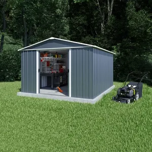 Yardmaster - Abri de jardin métal gris 11,03 m² + kit d'ancrage pas cher