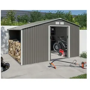 Abri de jardin métal avec bûcher 8,13 m² Trigano + kit d'ancrage pas cher