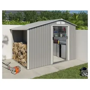 Abri de jardin métal avec bûcher 4,85 m² Trigano + kit d'ancrage pas cher