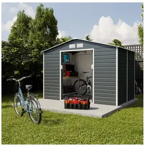 trigano Abri de jardin métal anthracite 4,83 m² + kit d'ancrage pas cher